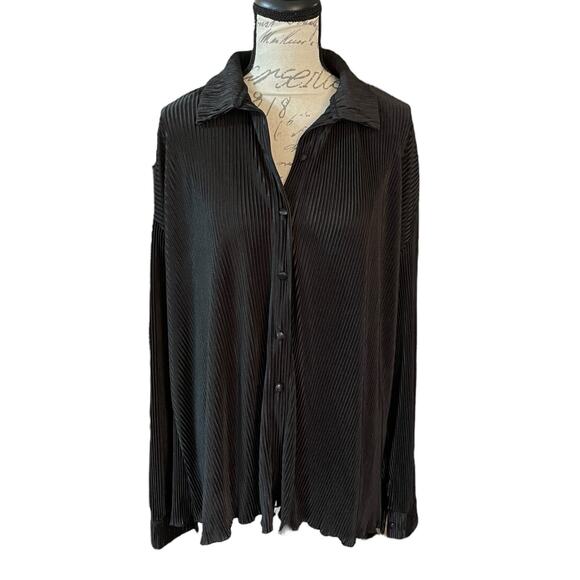 Flamingo Black Button Front Ribbed Texture Shirt Size XX-Large - Picture 1 of 4